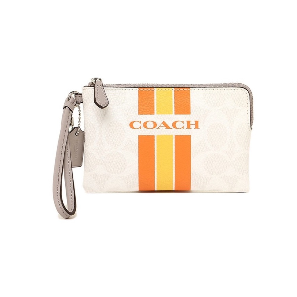 Coach Varsity Stripe Small Wristlet Corner Zip